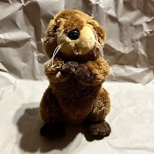 Ganz Small Beaver Plush Brown Woodland Stuffed Animal Whiskers Tail